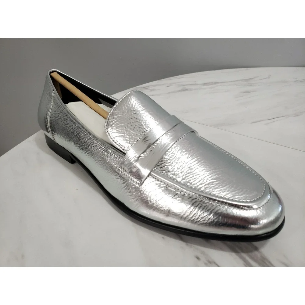 SIZE 8.5 - Kate Spade New York METALLIC SILVER Women's Genevieve Loafers Slip On - Picture 7 of 8